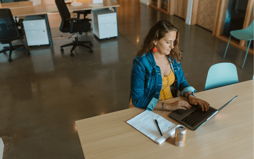 User working at a desk