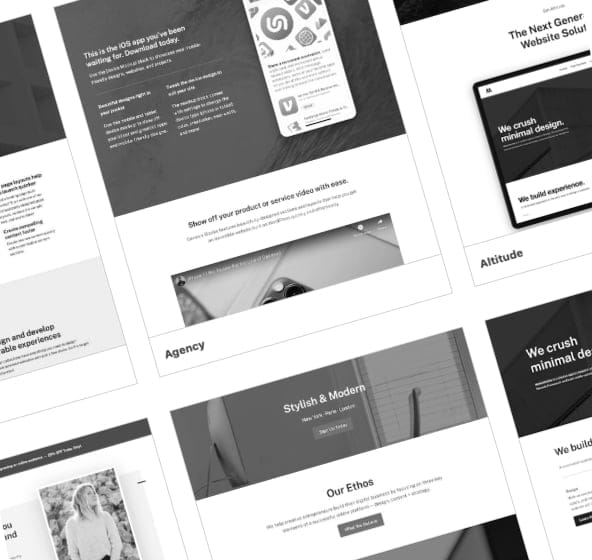 Images of multiple WordPress website theme options